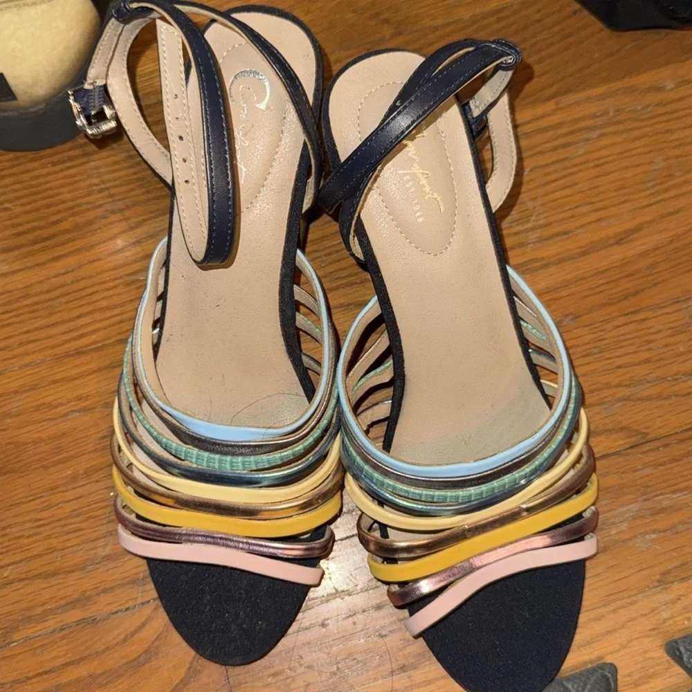 Rainbow black block heel comfortable walking chic loft - Picture 3 of 4